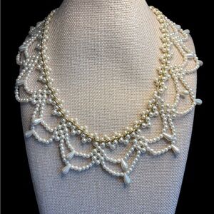 Japan Vintage Cascading Faux Pearl 18’ collar necklace
